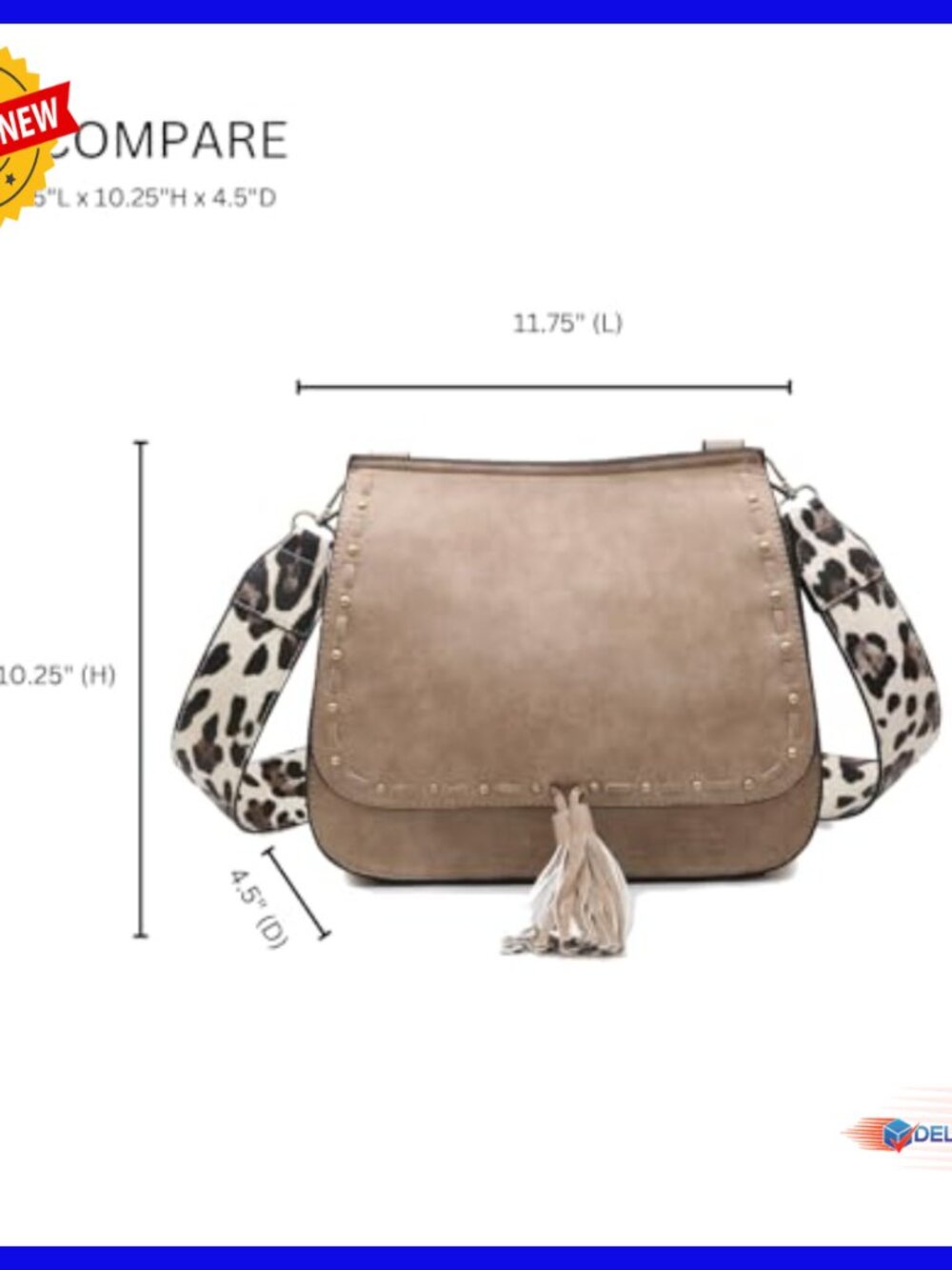 Vegan Leather Crossbody Bag with Detachable Guitar Strap, Spacious Hobo Purse - Picture 3 of 6